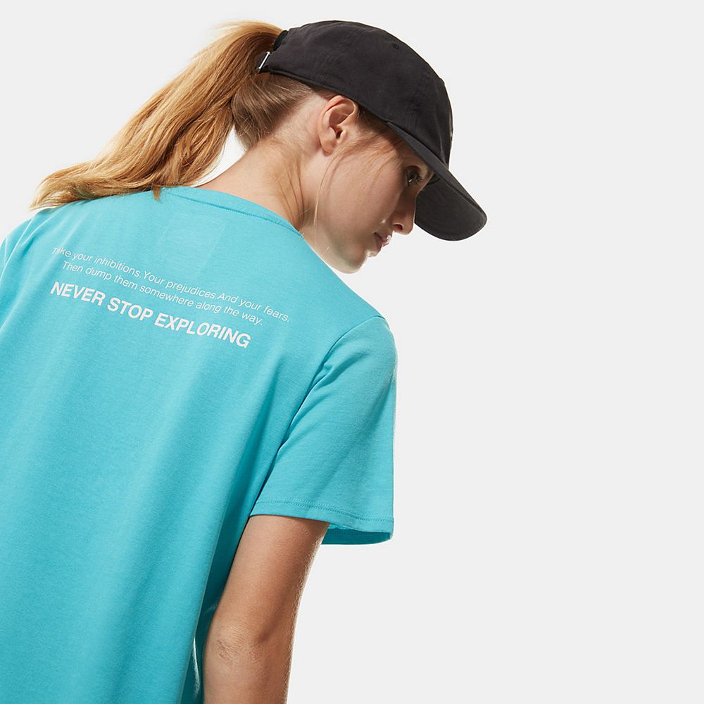 The North Face T-Shirts Womens Australia - The North Face Foundation Graphic Blue Running & Training